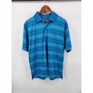Grand Slam Performance Men's Medium Polo Shirt Blue Stripes Short Sleeves
